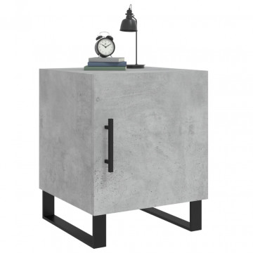 Noptiere, 2 buc., gri beton, 40x40x50 cm, lemn compozit - Img 4