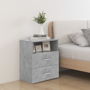 Noptiere, 2 buc, gri beton, 50x32x60 cm - Img 1
