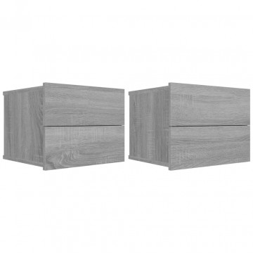 Noptiere, 2 buc., gri sonoma, 40x30x30 cm, lemn prelucrat - Img 2