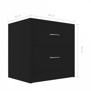 Noptiere, 2 buc., negru, 40 x 30 x 40 cm, PAL - Img 6
