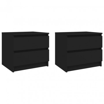 Noptiere, 2 buc., negru, 50x39x43,5 cm, PAL - Img 1
