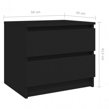 Noptiere, 2 buc., negru, 50x39x43,5 cm, PAL - Img 6