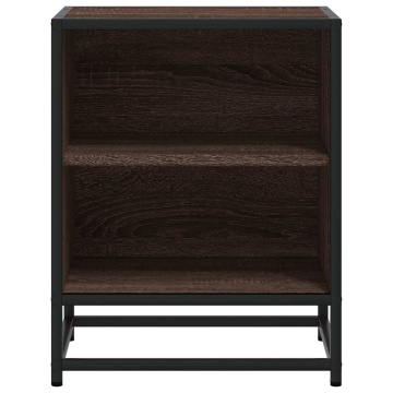Noptiere 2 buc Stejar maro 40x31x50 cm Lemn prelucrat și metal - Img 8