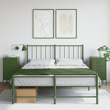 Noptiere 2 buc. verde măslină 36x39x68cm oțel laminat la rece - Img 1