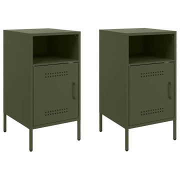 Noptiere 2 buc. verde măslină 36x39x68cm oțel laminat la rece - Img 2