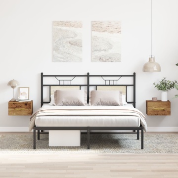 Noptiere 2 buc Wall-Mounted Lemn Vechi 35x35x20 cm - Img 4