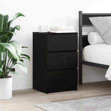 Noptiere cu 3 sertare 2 buc Negru 39x35x65 cm - Img 1