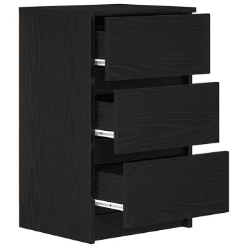 Noptiere cu 3 sertare 2 buc Negru 39x35x65 cm - Img 5
