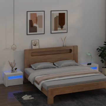 Noptiere cu LED-uri, 2 buc., alb, 60x35x40 cm - Img 1
