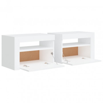 Noptiere cu LED-uri, 2 buc., alb, 60x35x40 cm - Img 8