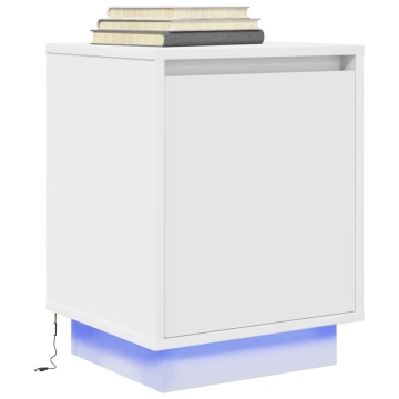 Noptiere cu lumini LED 2 buc Alb 38x34x50 cm - Img 5