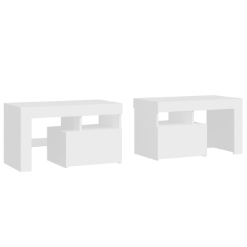Noptiere cu lumini LED, 2 buc., alb, 70x36,5x40 cm - Img 3