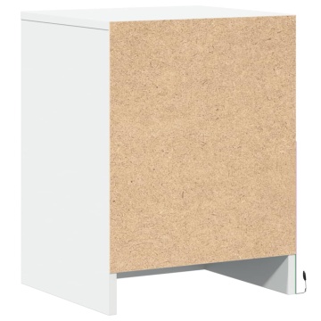 Noptiere cu lumini LED, 2 buc., alb, lemn prelucrat - Img 7