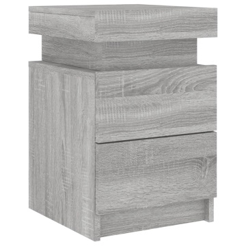 Noptiere cu lumini LED, 2 buc., gri sonoma, 35x39x55 cm - Img 5