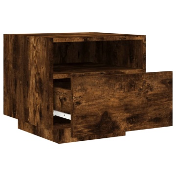 Noptiere cu lumini LED, 2 buc., stejar fumuriu, 40x39x37 cm - Img 5