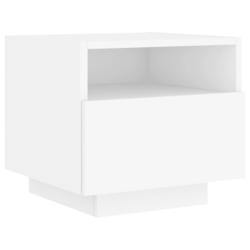 Noptiere cu lumini LED, alb, 40x39x37 cm - Img 8