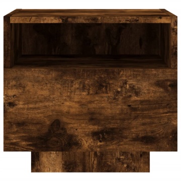 Noptiere cu lumini LED, stejar fumuriu, 40x39x37 cm - Img 6