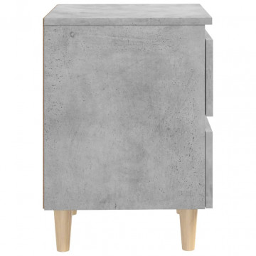 Noptiere cu picioare lemn masiv pin 2 buc. gri beton 40x35x50cm - Img 7