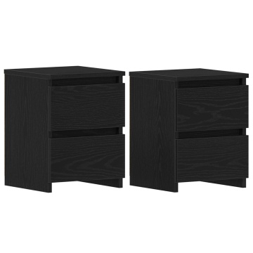 Noptiere cu sertare 2 buc Negru Stejar 30x30x40 cm - Img 2