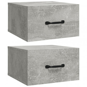 Noptiere de perete, 2 buc., gri beton, 35x35x20 cm - Img 2