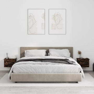 Noptiere de perete, 2 buc., stejar fumuriu, 41,5x36x28 cm - Img 1