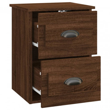 Noptiere suspendate pe perete, 2 buc, stejar maro, 41,5x36x53cm - Img 7