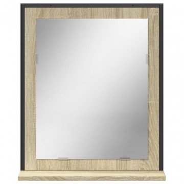 Oglindă baie cu raft stejar sonoma 50x12x60 cm lemn prelucrat - Img 4