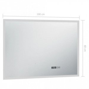 Oglindă cu LED de baie cu senzor tactil și afișaj oră 100x60 cm - Img 6