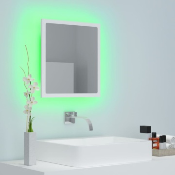 Oglindă de baie cu LED, alb, 40x8,5x37 cm, acril - Img 4