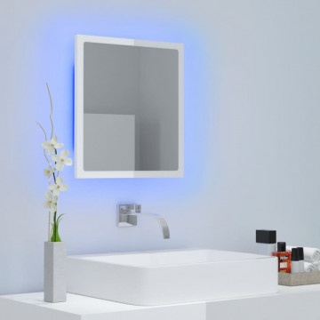 Oglindă de baie cu LED, alb extralucios, 40x8,5x37 cm - Img 8
