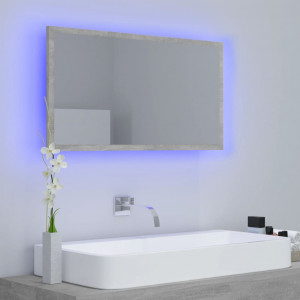 Oglindă de baie cu LED, gri beton, 80x8,5x37 cm, PAL - Img 3