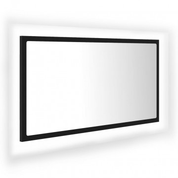 Oglindă de baie cu LED, negru, 80x8,5x37 cm, PAL - Img 2