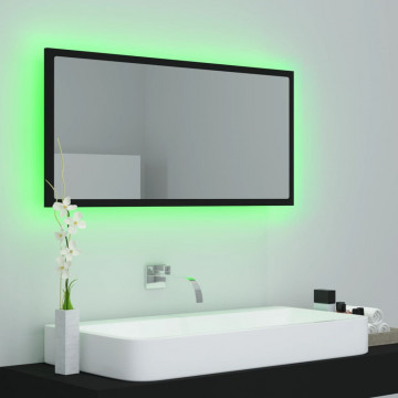 Oglindă de baie cu LED, negru, 90x8,5x37 cm, PAL - Img 4