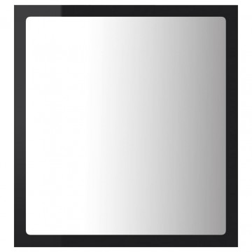 Oglindă de baie cu LED, negru extralucios, 40x8,5x37 cm - Img 3