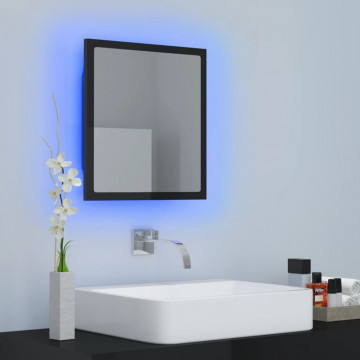 Oglindă de baie cu LED, negru extralucios, 40x8,5x37 cm - Img 8