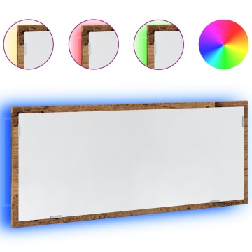 Oglindă de baie LED lemn vechi, 100x8,5x37 cm lemn prelucrat - Img 2