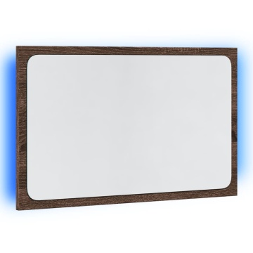 Oglindă de baie LED, stejar maro, 60x8,5x38 cm lemn prelucrat - Img 8