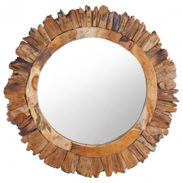 Oglindă de perete, 60 cm, tec, rotund - Img 1
