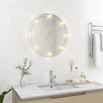 Oglindă de perete cu lumini LED, sticlă, rotundă - Img 1