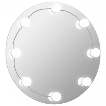 Oglindă de perete cu lumini LED, sticlă, rotundă - Img 2