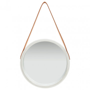 Oglindă de perete cu o curea, 40 cm, argintiu - Img 7