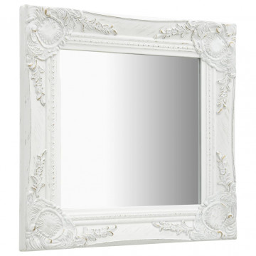 Oglindă de perete în stil baroc, alb, 40 x 40 cm - Img 2