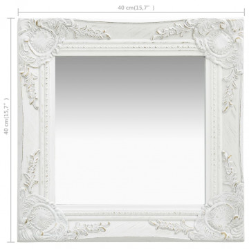 Oglindă de perete în stil baroc, alb, 40 x 40 cm - Img 5