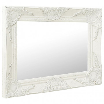 Oglindă de perete în stil baroc, alb, 50 x 40 cm - Img 2