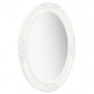 Oglindă de perete în stil baroc, alb, 50 x 70 cm - Img 2