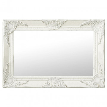 Oglindă de perete în stil baroc, alb, 60 x 40 cm - Img 1