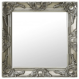 Oglindă de perete în stil baroc, argintiu, 50 x 50 cm - Img 9