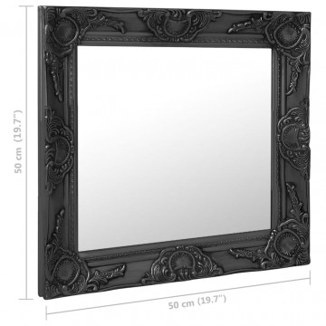 Oglindă de perete în stil baroc, negru, 50 x 50 cm - Img 5