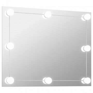 Oglindă de perete lumini LED fără ramă sticlă dreptunghiulară - Img 2