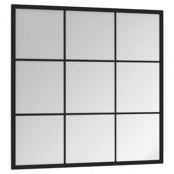 Oglindă de perete, negru, 60x60 cm, metal - Img 3